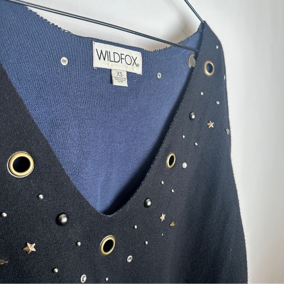 Women's Black Wildfox Cline Embellished Grommet Pullover Sweater | Size XS - Picture 7 of 7